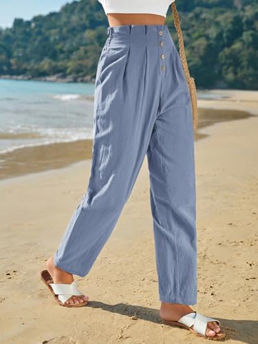 Image of LITZO Women High Rise High Waist Trousers Flared Korean Style Formal Pants with Wide Baggy Fit| Elegant Workwear for Office, College & Events (L-198-200)