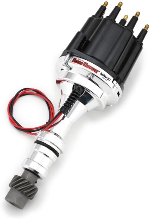 Pertronix D7110810 Flame-Thrower Non Vacuum Black Male Cap Billet Electronic Distributor with Ignitor III Technology for Oldsmobile mobile V8
