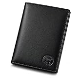 Frédéric Johns Portefeuille Cuir   Portefeuille Carte Grise   Portefeuille permis de Conduire   Portefeuille RFID   Format 3 Volets   Design français   modèle Tower (Noir)