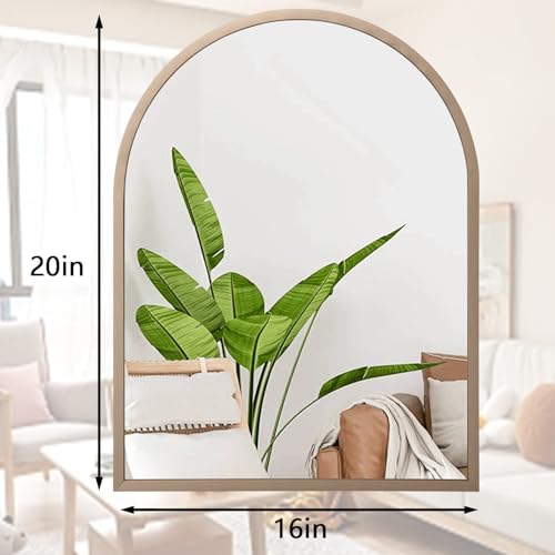 Image of Arch Wall Mirror 20 inchx16 inch Large Bathroom Mirror Metal Frame Mirrors for Wall, Decoration Vanity Bedroom Entryway Living Room Brass