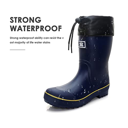Rain Boots For Men, Waterproof Pvc Rubber Boots Mens Garden Boots, Comfort Mid-Calf Lightweight Adjustable Raining Shoes, Elastic Chelsea Ankle Rain Boots Fishing Shoes For Yard Farm Outdoor Work #TOP2