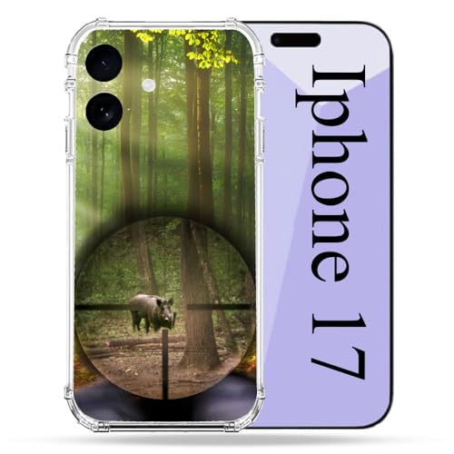 Coque iPhone 17 Chasse Sanglier Viseur Protège des Chutes Boue et Pierres en Forêt