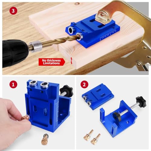 Guía de perforación kit con portapiezas para orificios de bolsillo herramienta carpintería 15° 3