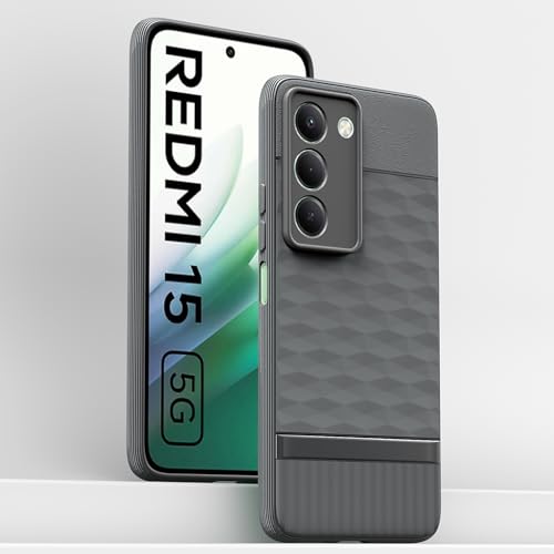 Image of Pikkme Back Cover for Redmi 15 5G Camera Protection 3D Hexa Cube Design Silicone Protective Bumper Case (Grey)