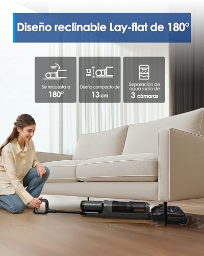 Miniatura 5 de Tineco Floor One I6 Stretch - Aspiradora Seco Húmedo, Aspira Y Trapea, 20kpa, 180 Lay-Flat, Autolimpieza, 40min, Antienredos,Celda De Bolsa Mejorada, Ideal Para Pelo De Mascotas