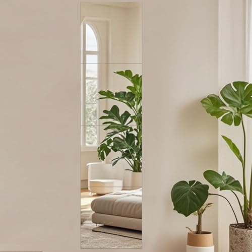 Fangoo 4 Pezzi Adesivi da Parete a Specchio,Acrilico Specchi per Tutta la Lunghezza del Corpo,Specchio da Muro,Adatto per la Camera da Letto,Il Bagno,la Decorazione Murale della Cucina(30x30 CM)