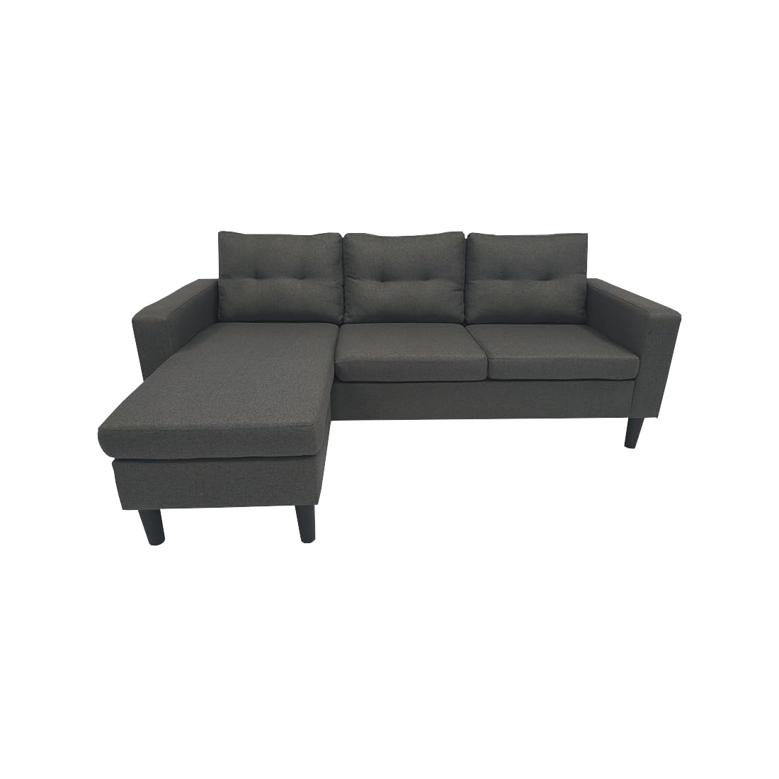 MUEBLIX.COM - Sofa 3 Plazas Chaiselongue Duruelo, Chaiselonge Intercambiable, Asientos y Respaldo Acolchados, Sofa con Estructura de Madera y Aglomerado, Sofas de Salón Modernos, Color Gris