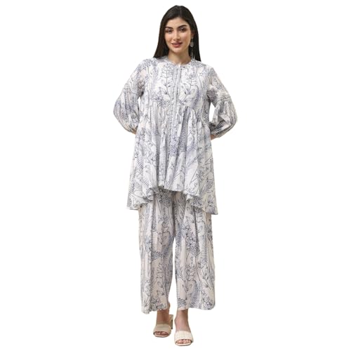 Image of BIBA Women Cotton Straight Printed Suit Set