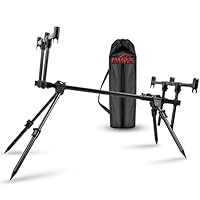 Paradox Fishing Rod Pod für 3 Ruten | Aluminium Rutenhalter verstellbar & rostfrei | Stabiler Karpfen-Rutenständer mit Wasserwaage | Inkl. Transporttasche | Angelablage für Ansitz- & Karpfenangeln