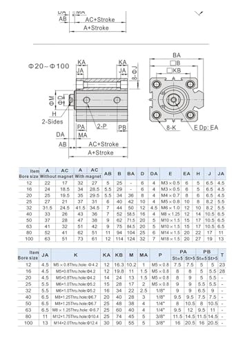 Cylindre pneumatique SDA63 compact à course variable pour automatisme