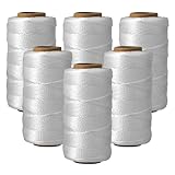 Mason Line String 1.3mm Thick Twisted Polypropylene – Durable Construction Twine for Laying Bricks, Blocks, Fences in Gardening, DIY & Landscaping Projects (White, 393 Ft x 6 Pcs)