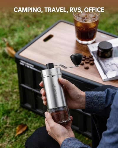 Image of CIRCLE JOY Mini Manual Coffee Grinder with 40 External Adjustable Settings and Ceramic Conical Burr, Portable Stainless Steel Hand Coffee Grinder for Home and Travel