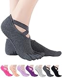 SPENCIAL'S Women's Yoga Toe Socks, with Non Slip Grips Backless Bellarina Yoga Socks for Pilates,Ballet, Fitness,Dance,1 pair (dark gray)