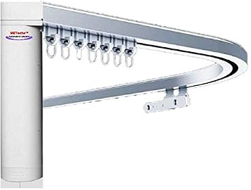 Custom Size Flexible Bendable Curved Electric Motorized Traverse Remote Controlled Drapery Track for Corner or Bay Window 79 CL200BT-CT