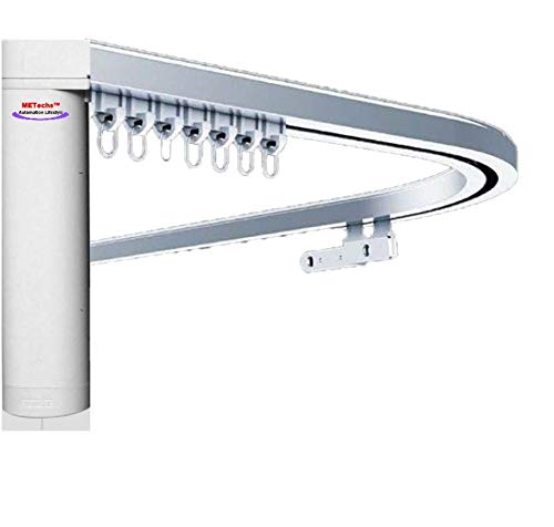 Custom Size Flexible Bendable Curved Electric Motorized Traverse Remote Controlled Drapery Track for Corner or Bay Window 118” CL200BT-CT