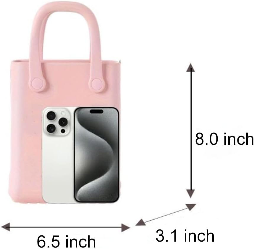 Mini Rubber Beach Tote Bag, 6.5''x8.0''x3.1''(L/H/W), Waterproof Beach Bag with Random Charms - Image 4