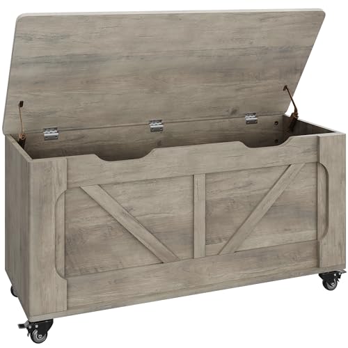 Garvee Banc Coffre de Rangement en Bois sur roulettes – 100 cm, capacité 160 kg, Angles...