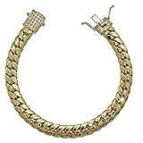 Elegante pulsera para hombre de oro amarillo de 18k de 21.00 cm de larga y 8.50 mm de ancha, modelo cubana, con cierre cajetín y 2 ochos de seguridad. 15.00 gr de oro de 18k