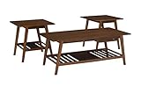 Linon Walnut Mid-Century Living Room Coffee 2 End Melissa Table Set