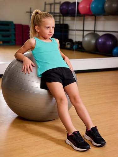 Image of Haloumoning Girls Athletic Tank Tops Racerback Sleeveless Shirts | Dry Fit Active Sports Running Yoga Shirts