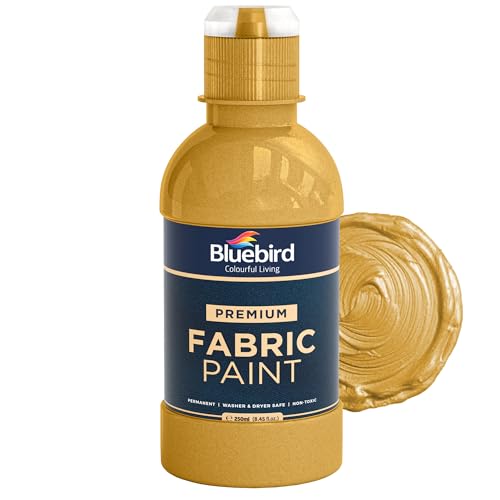 Image of BLUEBIRD Fabric Paint, Light Gold, 8.5 Fl Oz, Permanent Fabric Paints for Clothes, and Furniture Upholstery
