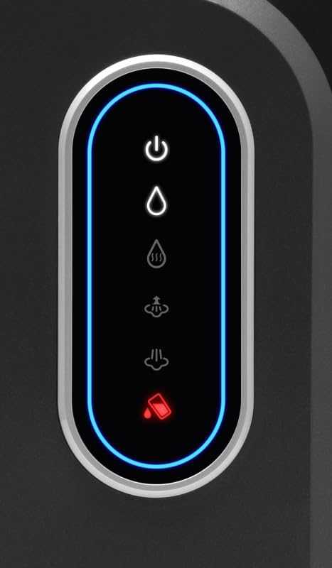 Close-up of the LED touch control panel on the ETA Steam Clean unit