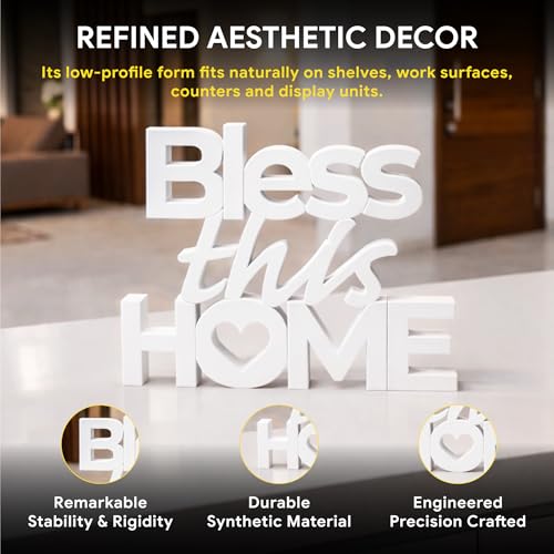 Image of Mad Masters Bless This Home Vastu Desk Decor - Aesthetic Table, Shelf & Wall Showpiece for Home Office, Business. Blessing & Friendly Gifting, Classic White (20.3 x 16 x 2.5 cm)