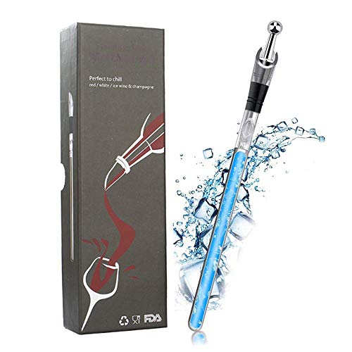 Zueyen 3 en 1 enfriador de vino, enfriador de vino de acero inoxidable, barra de enfriamiento y tapón de botella de vino, palillo enfriador de botellas de vino con aireador
