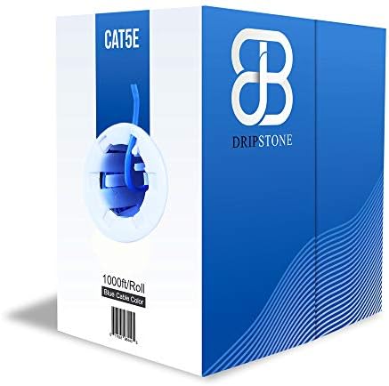 Dripstone 600001 1000ft CAT5e 4/UTP Ethernet LAN Cable 24AWG Network Wire (Blue), Router