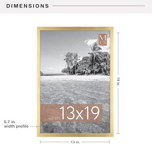 Image of MCS Foundation 13x19 Poster Frame Traditional Brass, Vertical & Horizontal Wall Hanging Large Picture Frame for Photos, Panoramics, Posters & Art Prints (1-Pack)