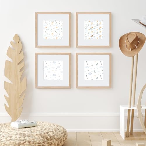 8x8 Oak Wood Picture Frame - 8x8 Photo Frame, 8x8 Picture Frame Wood, Natural Solid Wooden Picture Frames for Wall Art Photo and Prints(3 Pack, Beige)