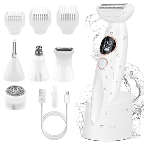 Rasoir électrique 5 en 1 pour femme et épilateur corps étanche IPX7 rechargeable