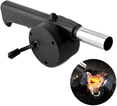 XYDESIGN Manual Mini BBQ Fan Air Blower Fast Fire Starter Portable 9.6in/24.5cm Manual Hand Crank Bellows for Outdoor Picnic Camping Cooking Barbecue Charcoal Grills Accessories (1 Pcs)