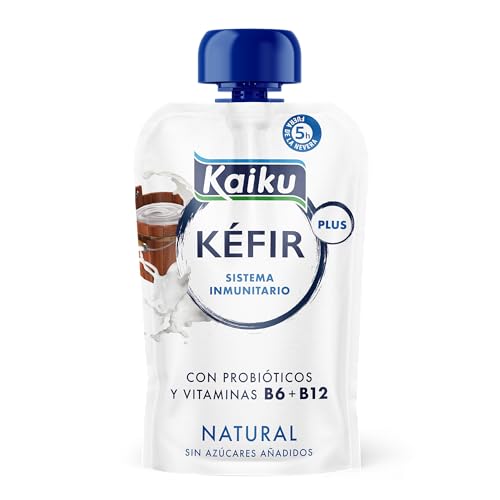 Kaiku – Kéfir Pouch Natural, Leche Fermentada con Fermentos de Kéfir, con Probióticos y Vitaminas B6 y B12, Refuerza el Sistema Inmunitario, Sin Azúcares Añadidos – 110 g