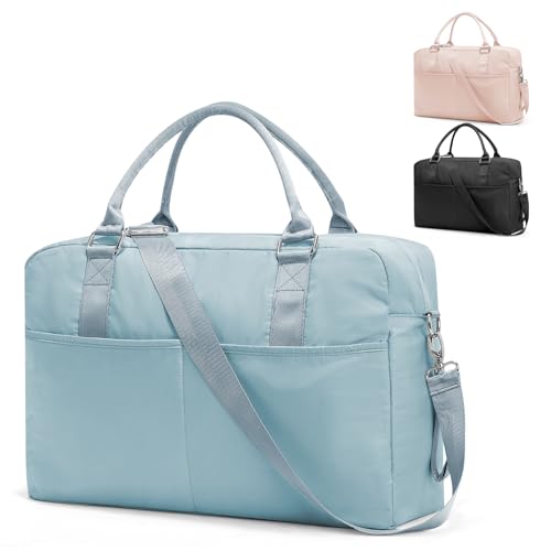 Image of Gym Bag for Women,Travel Duffle Bag for Travel with Wet Pocket Weekender Overnight Carry On Tote Bag Luggage Bag with Trolley Sleeve Personal Item Travel Bag Hospital Diaper Bag Blue