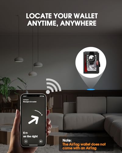 GAOCHALE AirTag Wallet for Men RFID Technology Credit Card Holder with Money Clip Slim Smart Pop Up Minimalist Wallet for Apple AirTag (No Airtag Included)(Carbon)2