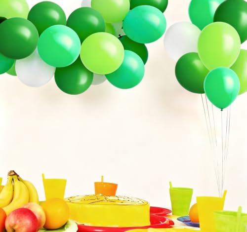 Image of Green and White Balloons, 70-pack Green Balloons for Birthday Jungle Party