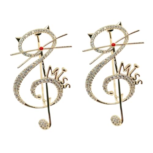 Broche chat en cuivre doré et zircon étincelant pour femme