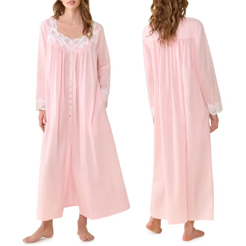 Image of Eileen West Queen Anne's Lace Womens Sleepwear & Loungewear - Florentine Lace Collection - 100% Long Sleeve Soft Long Robe