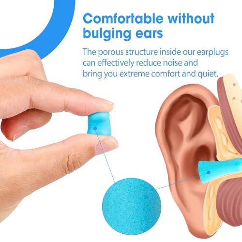Image of AZEN 100 Pairs Ear Plugs Bulk, NRR 32dB Soft Foam Ear Plugs for Sleeping Noise Cancelling, Earplugs for Concerts Shooting Swimming Noise Reduction (Lake Blue) (Pack of 2)