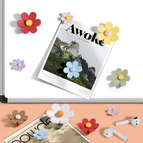 Image of K.K. VillA Beautiful 3D Flower Fridge Magnets for Home & Office | Strong Decorative Magnets for Refrigerator, Locker, Whiteboard & Kitchen Use | Multicolour Floral Design (Pack of 10, All (S+M+L))