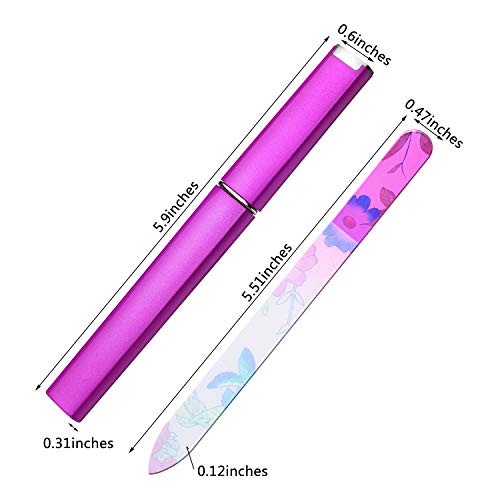 5 Pieces Glass Nail File Buffers With Cases, Colorful Printed Finger Nail Files Crystal Glass Nail Buffers Double Sided Manicure Tools For Women Men(Classic Pattern) #TOP1