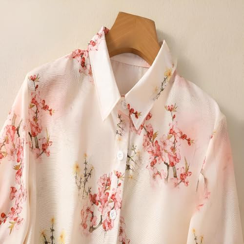 Image of Gufrina Women's Pink Floral Printed Button Down Western Shirt with Collared Neck and Half Sleeves in Relaxed Fit Style