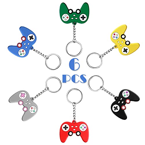 Bymivofun 6 piezas Llavero de Controlador de Juego, Gamepad Llavero, Llaveros de Silicona para Juegos, para Bolsa de Regalo Coche Llavero Monedero Mochila Cumpleaños Juego Fiesta
