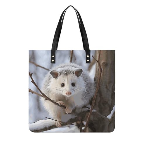 Sacs à main hobo pour femme en cuir végétalien imprimé Opossum