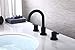 RKF Bathroom Sink Faucet 3 Hole Matt Black 8 Inch Widespread With Drain Double Lever Handle Vanity Basin Mixer Tap Hose&Deck WF015MB