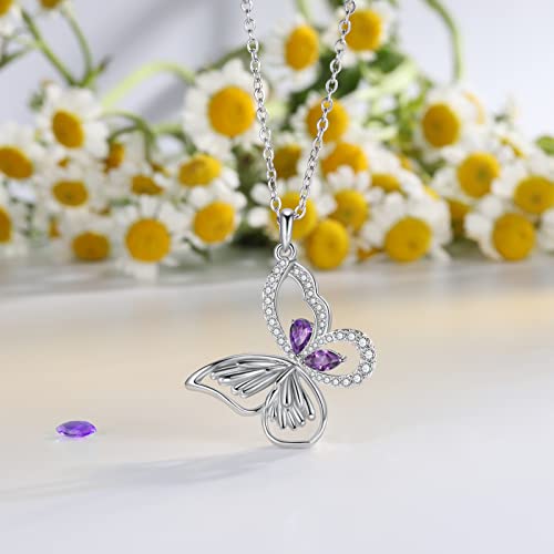 HappyGemDay Sterling Silver Butterfly Necklaces for Women,Silver Chain Dainty Pendant Necklace,Valentines Birthday Christmas Gifts Silver Jewelry for Mom,Wife,Daughter - Image 5