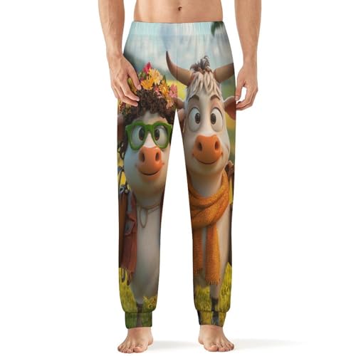 Funny Cows Men's Pajamas Pants Lightweight Sleep Lounge Pant Pjs Bottoms Casual Sleepwear