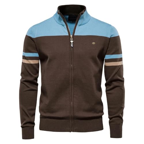 Cárdigan de algodón con cremallera ZBDZSW moda masculina de punto con retazos