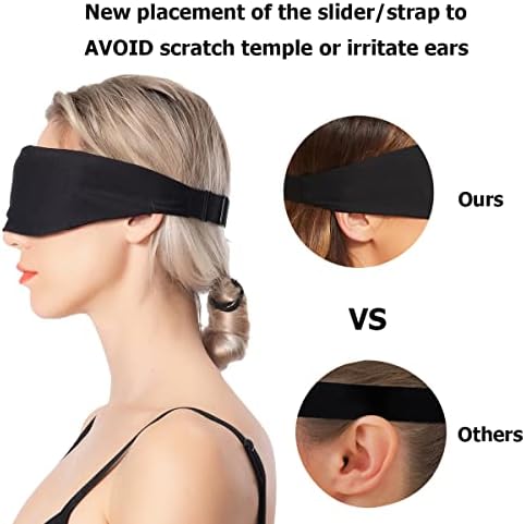 ALASKA BEAR Sleep Mask for Side Sleepers 2022 Headband Design, Cup-Shaped and Extra-Soft, 100 Blackout Eye Mask Shades Cover for Men and Women, Machine Washable, Black